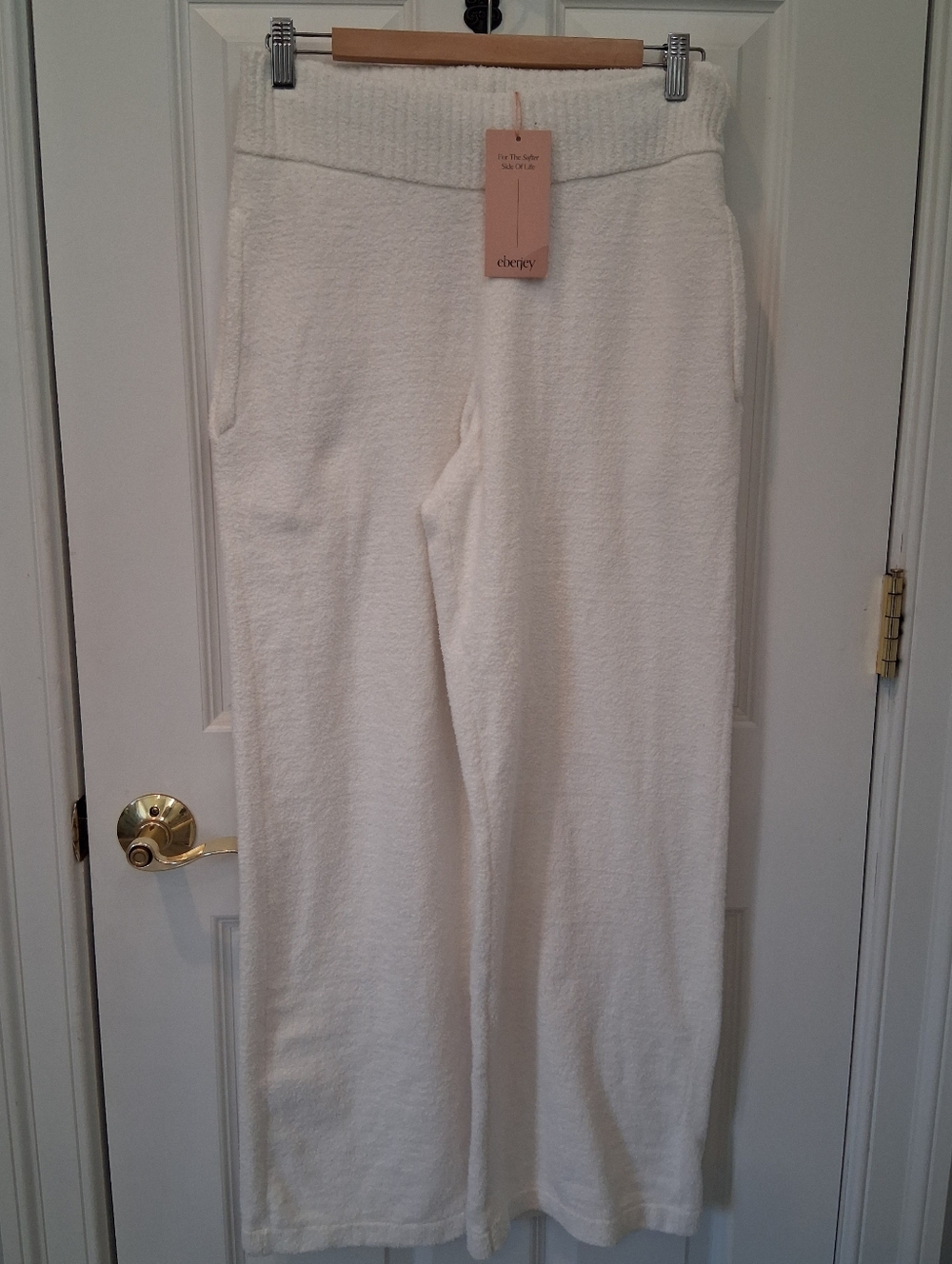 Eberjey Cream Wide-Leg Knit Lounge Pants